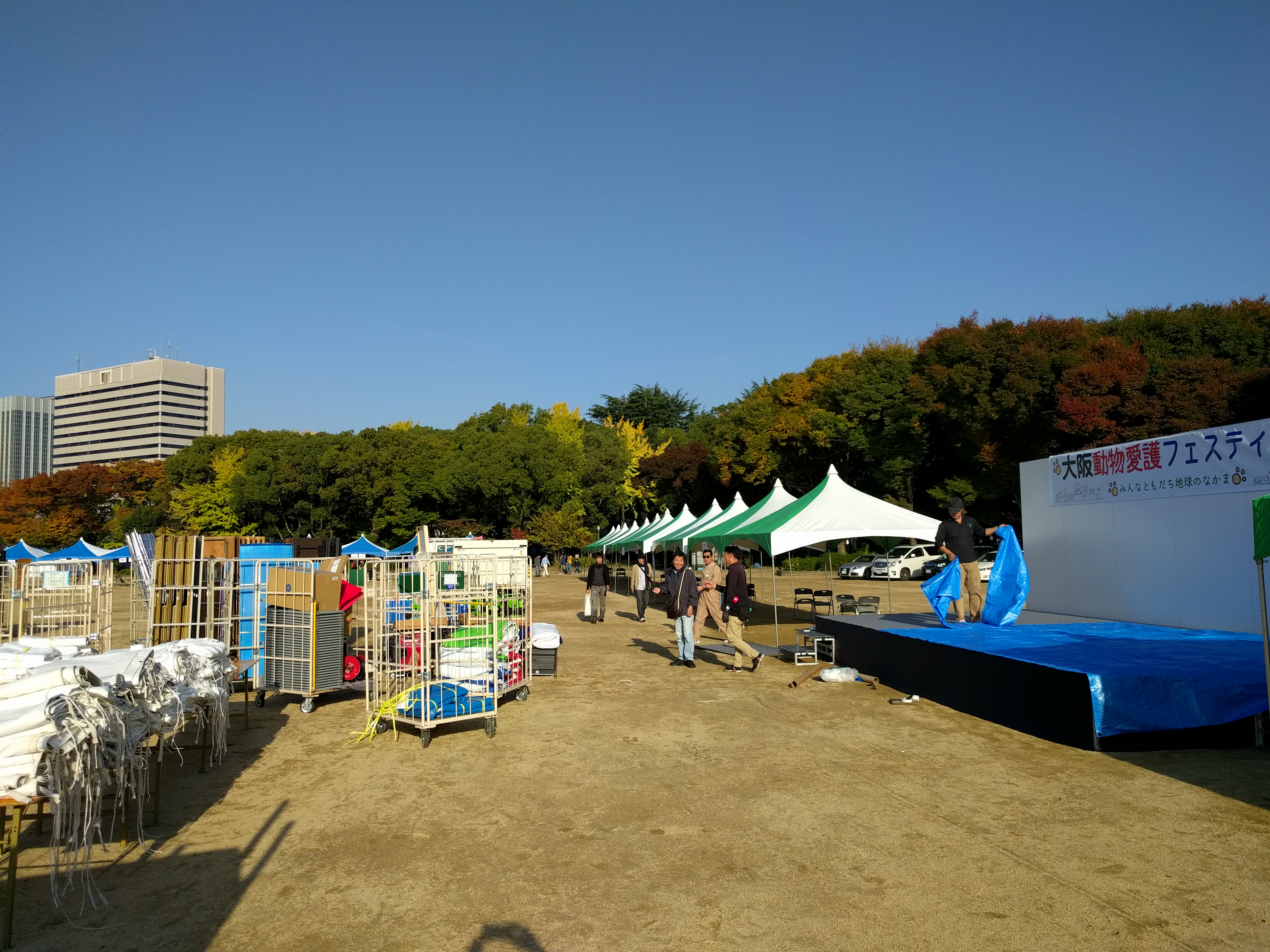 明日は大阪城公園，太陽の広場に集合！